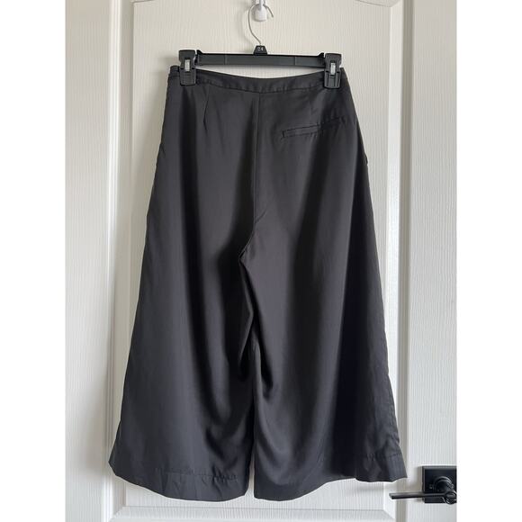 Grana Pants Womens Size XS TENCEL SPLIT FRONT CULOTTE Wide Leg Black Pockets - Picture 4 of 11